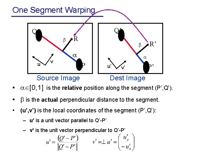 One Segment Warping Q’ Q u v R R’ P u’ v’ P’ Source