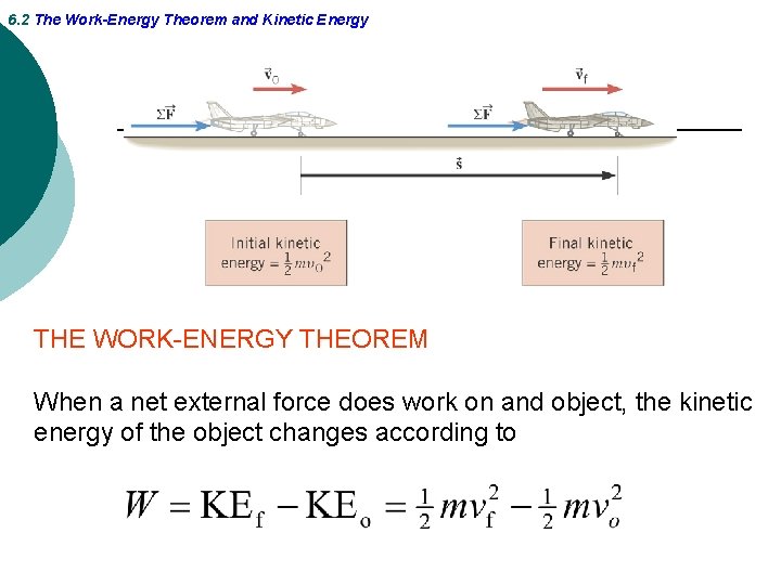 6. 2 The Work-Energy Theorem and Kinetic Energy THE WORK-ENERGY THEOREM When a net