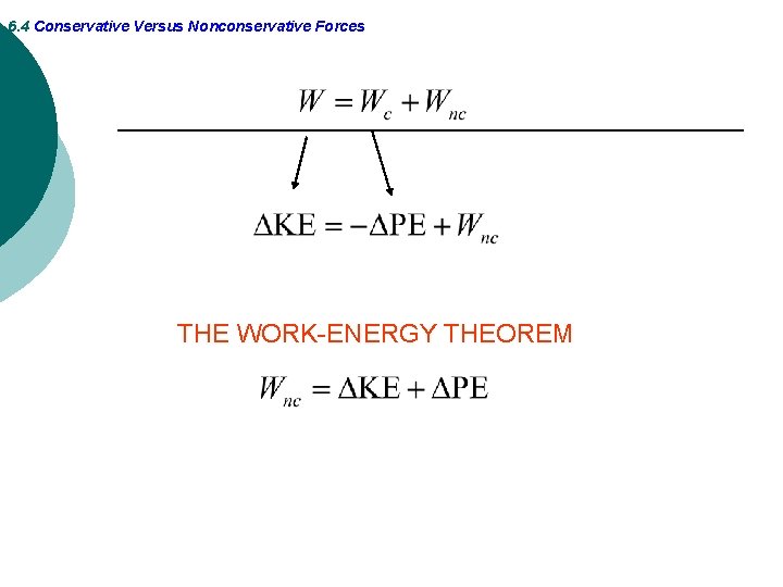 6. 4 Conservative Versus Nonconservative Forces THE WORK-ENERGY THEOREM 