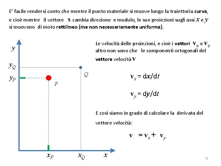 E’ facile rendersi conto che mentre il punto materiale si muove lungo la traiettoria