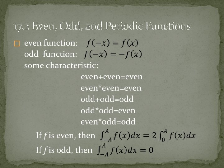 17. 2 Even, Odd, and Periodic Functions � 