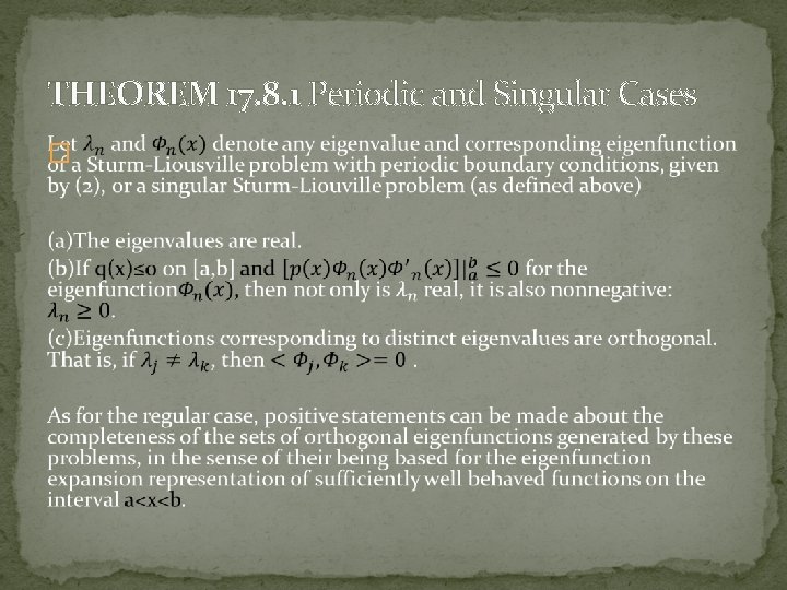 THEOREM 17. 8. 1 Periodic and Singular Cases � 