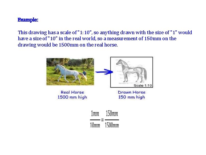 Example: This drawing has a scale of "1: 10", so anything drawn with the