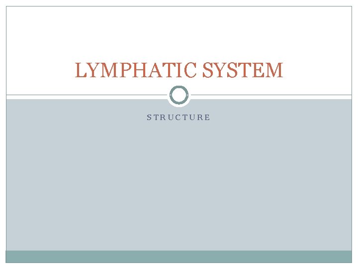 LYMPHATIC SYSTEM STRUCTURE 