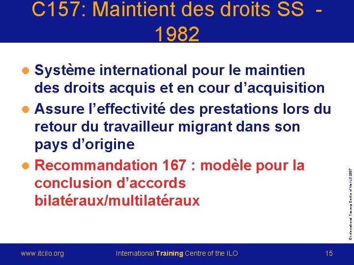 C 157: Maintient des droits SS 1982 Système international pour le maintien des droits