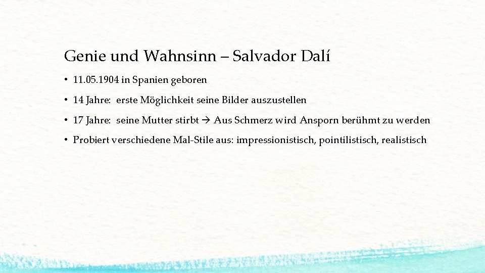 Genie und Wahnsinn – Salvador Dalí • 11. 05. 1904 in Spanien geboren •