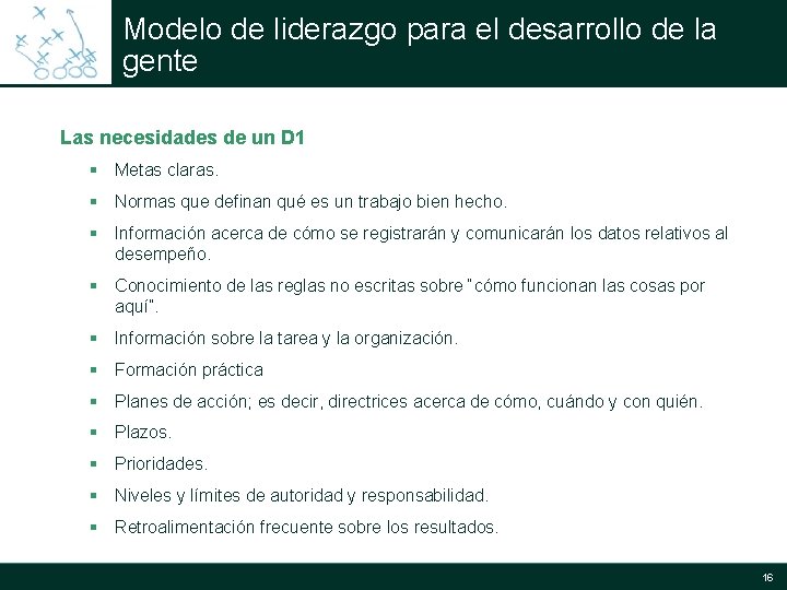 Modelo de liderazgo para el desarrollo de la gente Las necesidades de un D Modelo de liderazgo para el desarrollo de la gente Las necesidades de un D