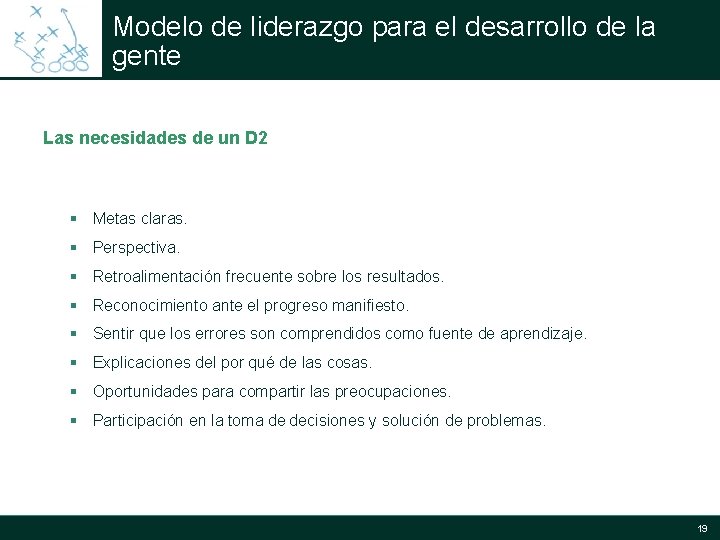 Modelo de liderazgo para el desarrollo de la gente Las necesidades de un D Modelo de liderazgo para el desarrollo de la gente Las necesidades de un D