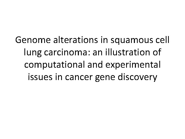 Genome alterations in squamous cell lung carcinoma: an illustration of computational and experimental issues