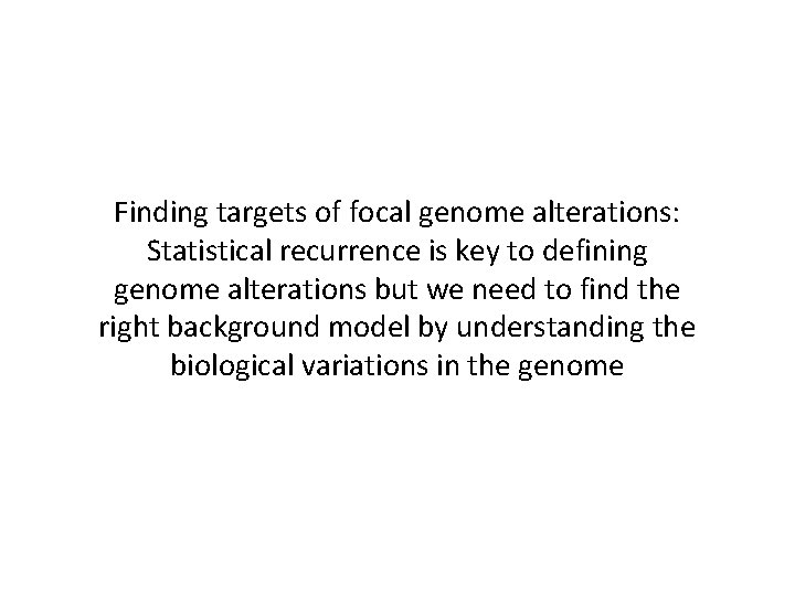 Finding targets of focal genome alterations: Statistical recurrence is key to defining genome alterations