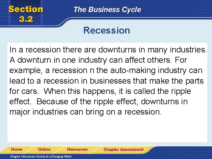 Recession In a recession there are downturns in many industries. A downturn in one Recession In a recession there are downturns in many industries. A downturn in one