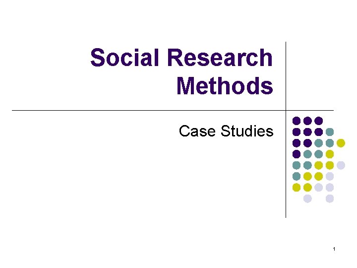 Social Research Methods Case Studies 1 What is