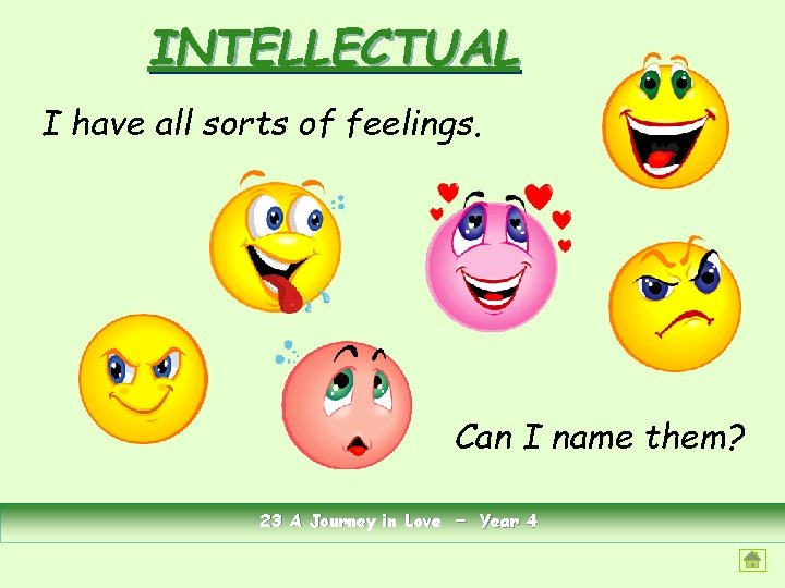 INTELLECTUAL I have all sorts of feelings. Can I name them? 23 A Journey