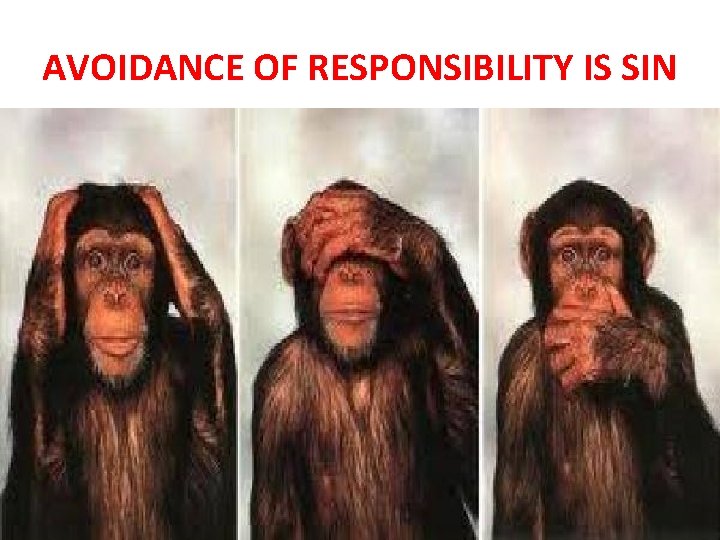 AVOIDANCE OF RESPONSIBILITY IS SIN 
