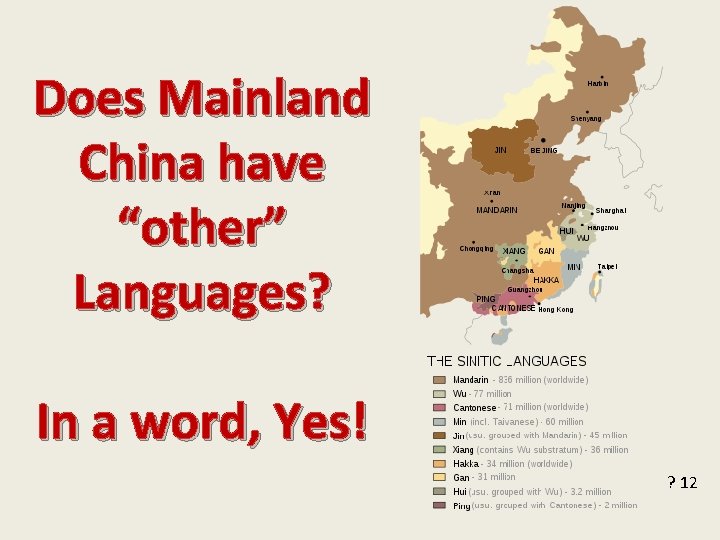 Does Mainland China have “other” Languages? In a word, Yes! ? 12 