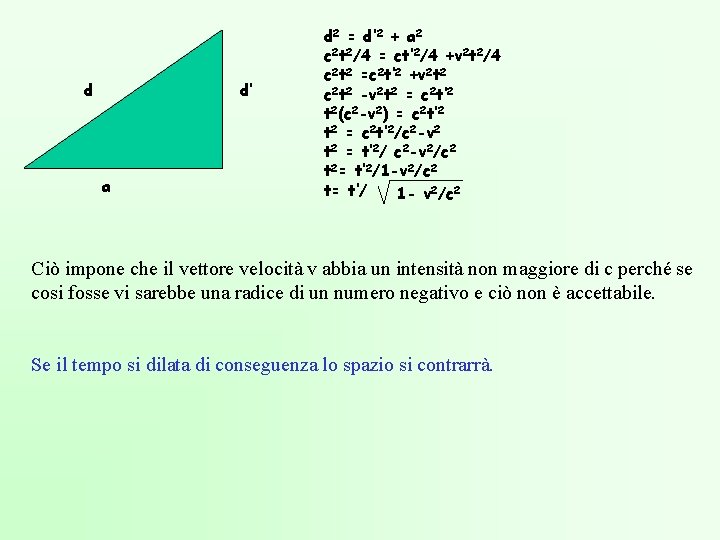 d d’ a d 2 = d’ 2 + a 2 c 2 t