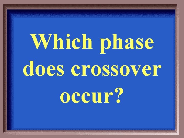 Which phase does crossover occur? 