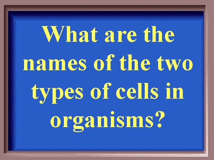 What are the names of the two types of cells in organisms? 