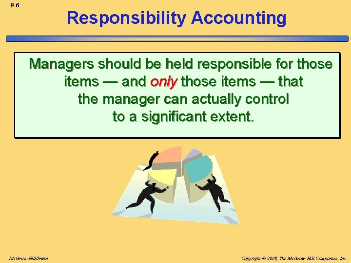 9 -6 Responsibility Accounting Managers should be held responsible for those items — and