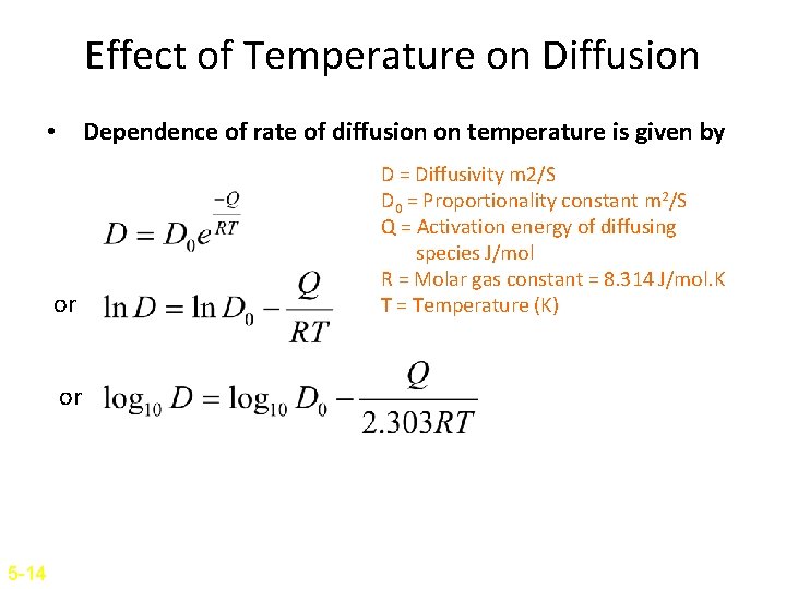Effect of Temperature on Diffusion • Dependence of rate of diffusion on temperature is