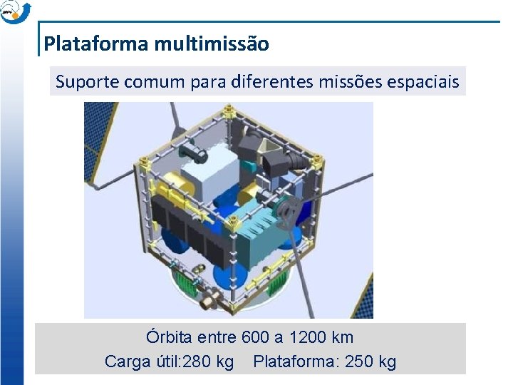 Plataforma multimissão Suporte comum para diferentes missões espaciais Órbita entre 600 a 1200 km