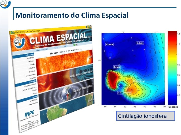 Monitoramento do Clima Espacial Cintilação ionosfera 