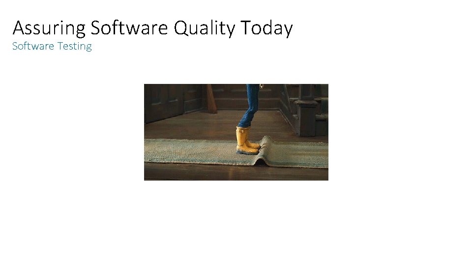Assuring Software Quality Today Software Testing Assuring Software Quality Today Software Testing