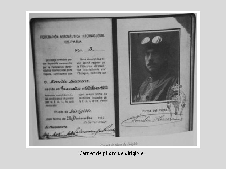 Carnet de piloto de dirigible. Carnet de piloto de dirigible.