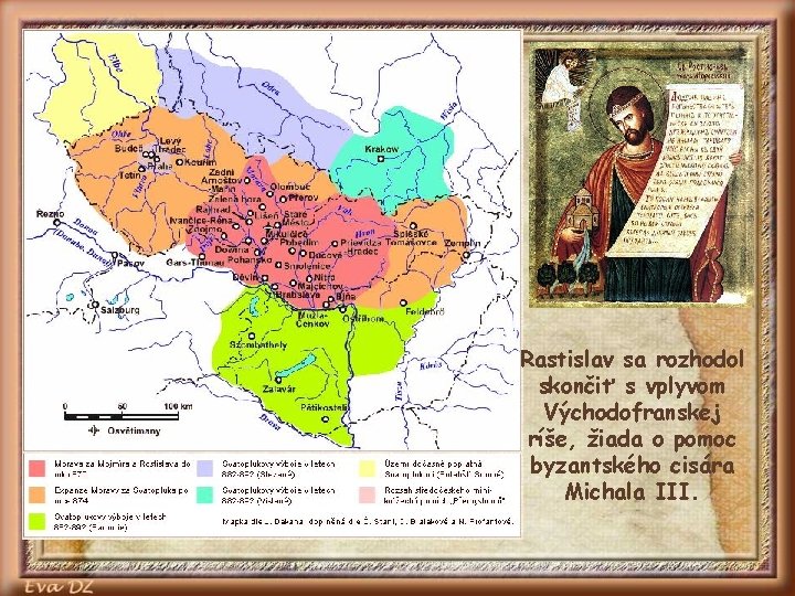 Rastislav sa rozhodol skončiť s vplyvom Východofranskej ríše, žiada o pomoc byzantského cisára Michala