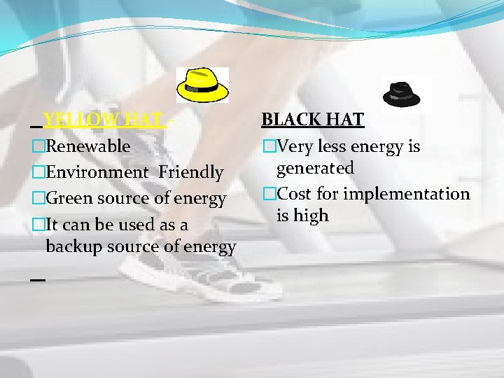 YELLOW HAT – �Renewable �Environment Friendly �Green source of energy �It can be used