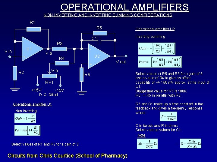 OPERATIONAL AMPLIFIERS NON INVERTING AND INVERTING SUMMING CONFIGERATIONS R 1 R 5 Inverting summing