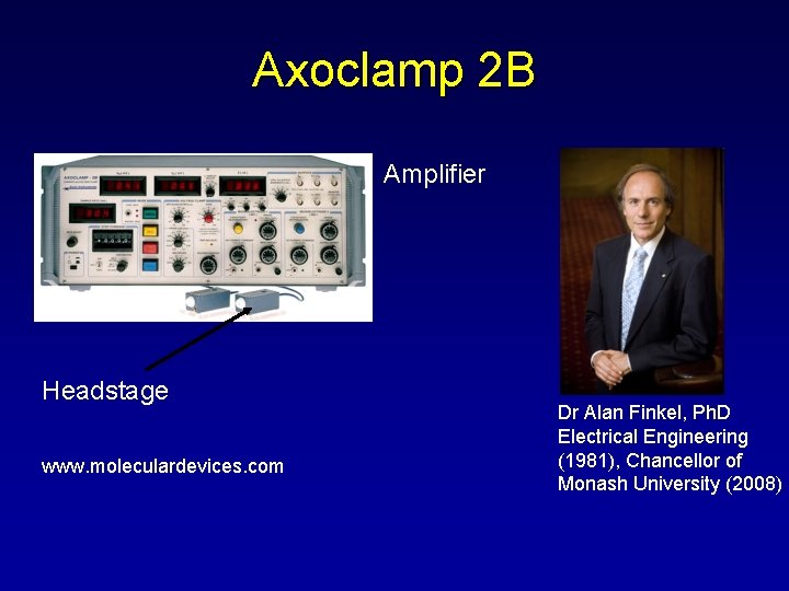 Axoclamp 2 B Amplifier Headstage www. moleculardevices. com Dr Alan Finkel, Ph. D Electrical