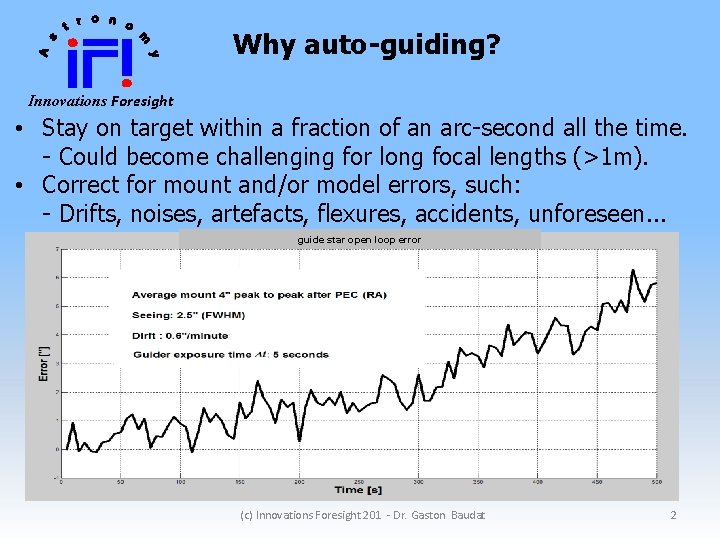 Why auto-guiding? Innovations Foresight • Stay on target within a fraction of an arc-second