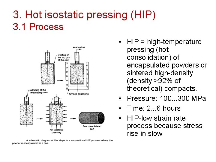 3. Hot isostatic pressing (HIP) 3. 1 Process • HIP = high-temperature pressing (hot