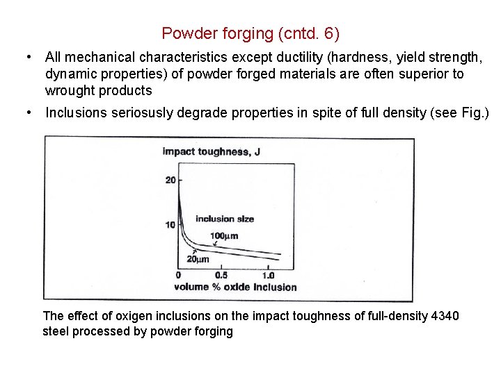 Powder forging (cntd. 6) • All mechanical characteristics except ductility (hardness, yield strength, dynamic Powder forging (cntd. 6) • All mechanical characteristics except ductility (hardness, yield strength, dynamic