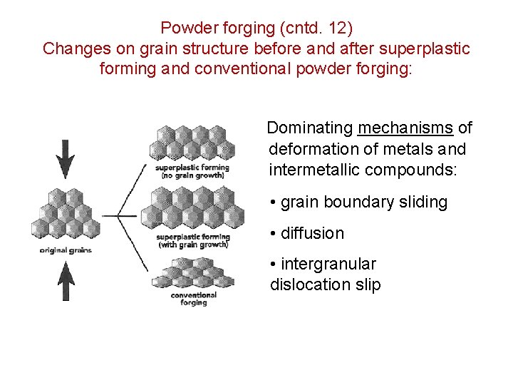 Powder forging (cntd. 12) Changes on grain structure before and after superplastic forming and Powder forging (cntd. 12) Changes on grain structure before and after superplastic forming and