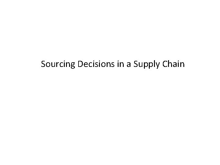 Sourcing Decisions in a Supply Chain 