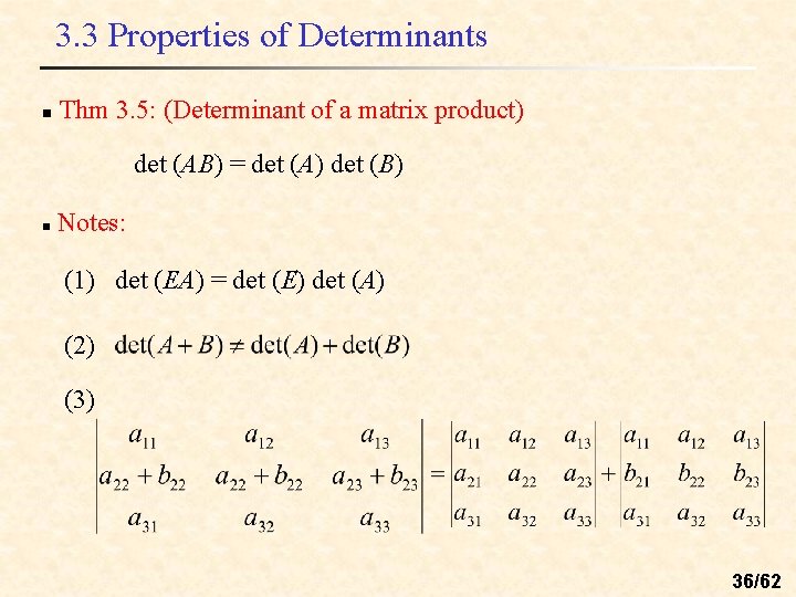 Chapter 3 Determinants 3 1 The Determinant Of
