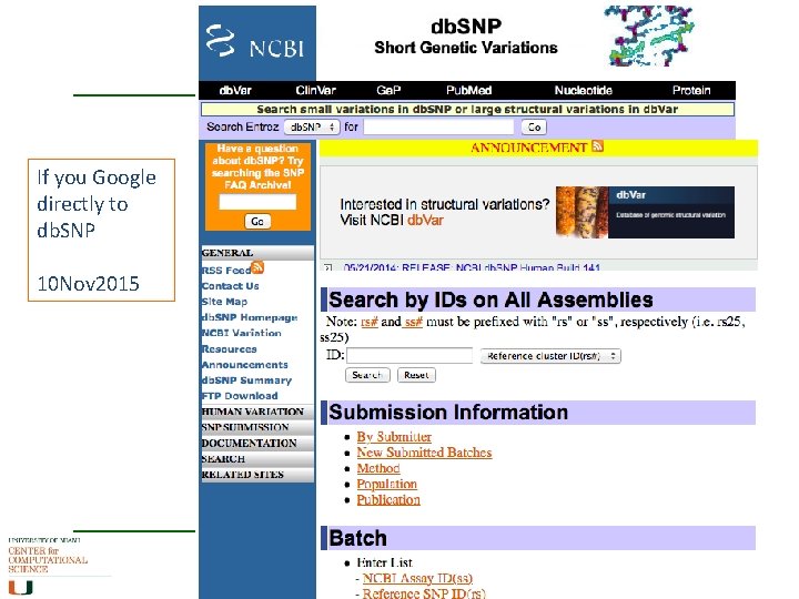 If you Google directly to db. SNP 10 Nov 2015 