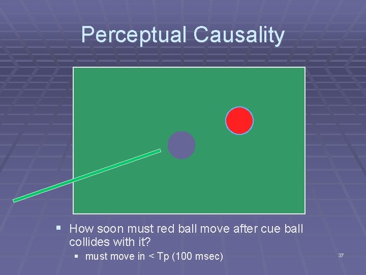 Perceptual Causality § How soon must red ball move after cue ball collides with Perceptual Causality § How soon must red ball move after cue ball collides with