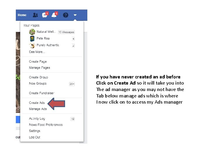 If you have never created an ad before Click on Create Ad so it