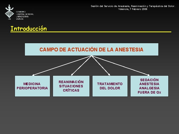 Sesíón del Servicio de Anestesia, Reanimación y Terapéutica del Dolor. Valencia, 7 Febrero 2006