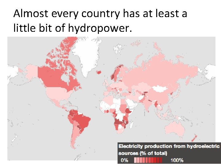 Almost every country has at least a little bit of hydropower. 