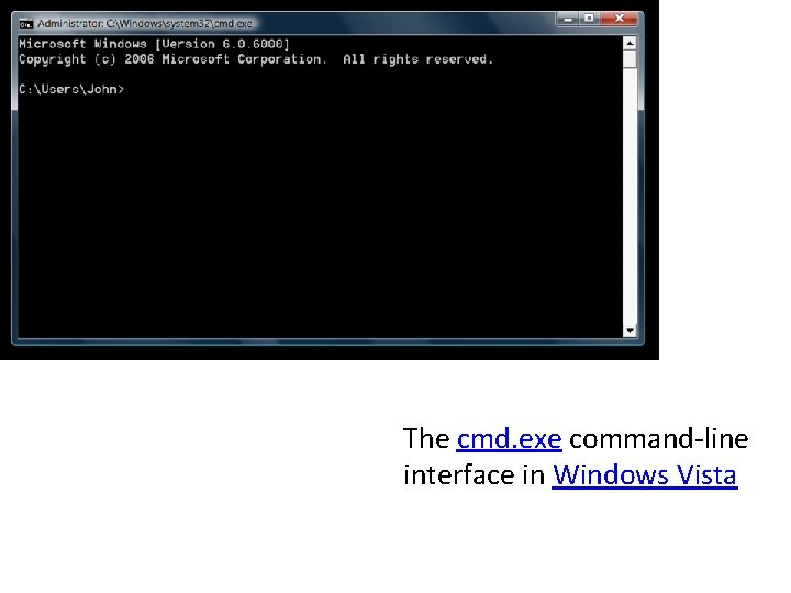 The cmd. exe command-line interface in Windows Vista 