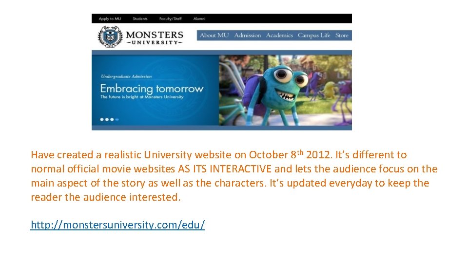 Have created a realistic University website on October 8 th 2012. It’s different to Have created a realistic University website on October 8 th 2012. It’s different to