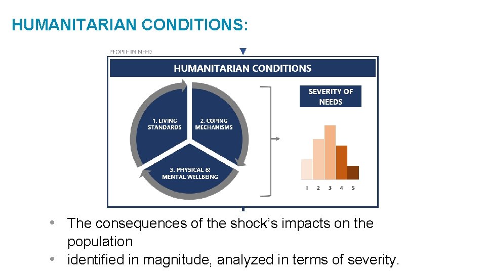 HUMANITARIAN CONDITIONS: • The consequences of the shock’s impacts on the population • identified