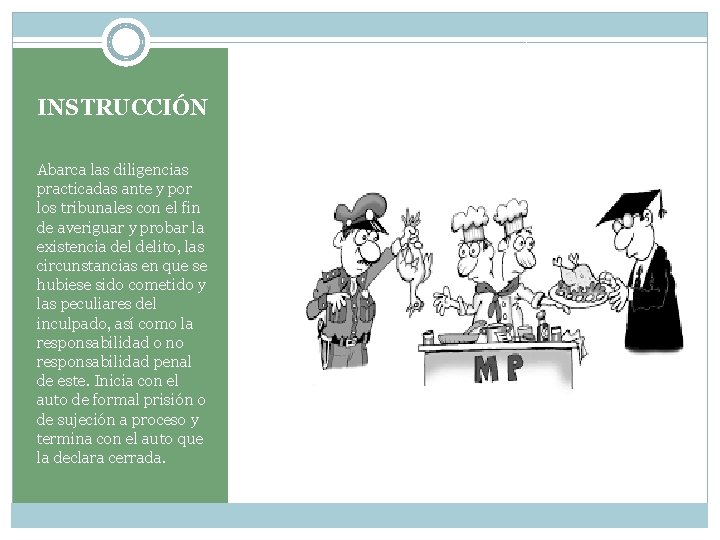 INSTRUCCIÓN Abarca las diligencias practicadas ante y por los tribunales con el fin de