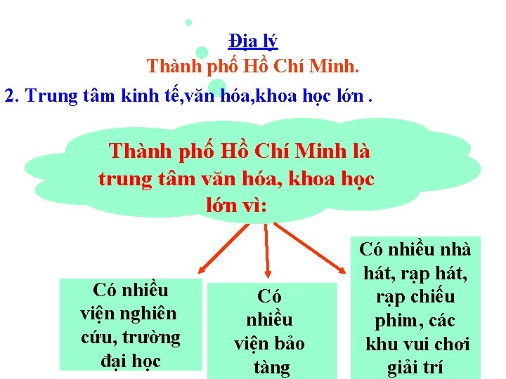 Địa lý Thành phố Hồ Chí Minh. 2. Trung tâm kinh tế, văn hóa,