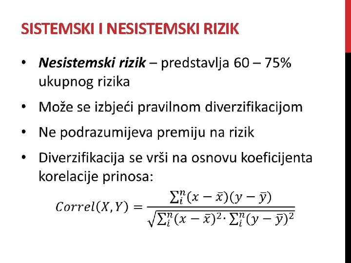 SISTEMSKI I NESISTEMSKI RIZIK SISTEMSKI I NESISTEMSKI RIZIK
