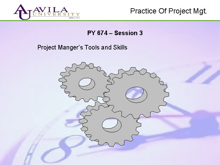 Practice Of Project Mgt. PY 674 – Session 3 Project Manger’s Tools and Skills